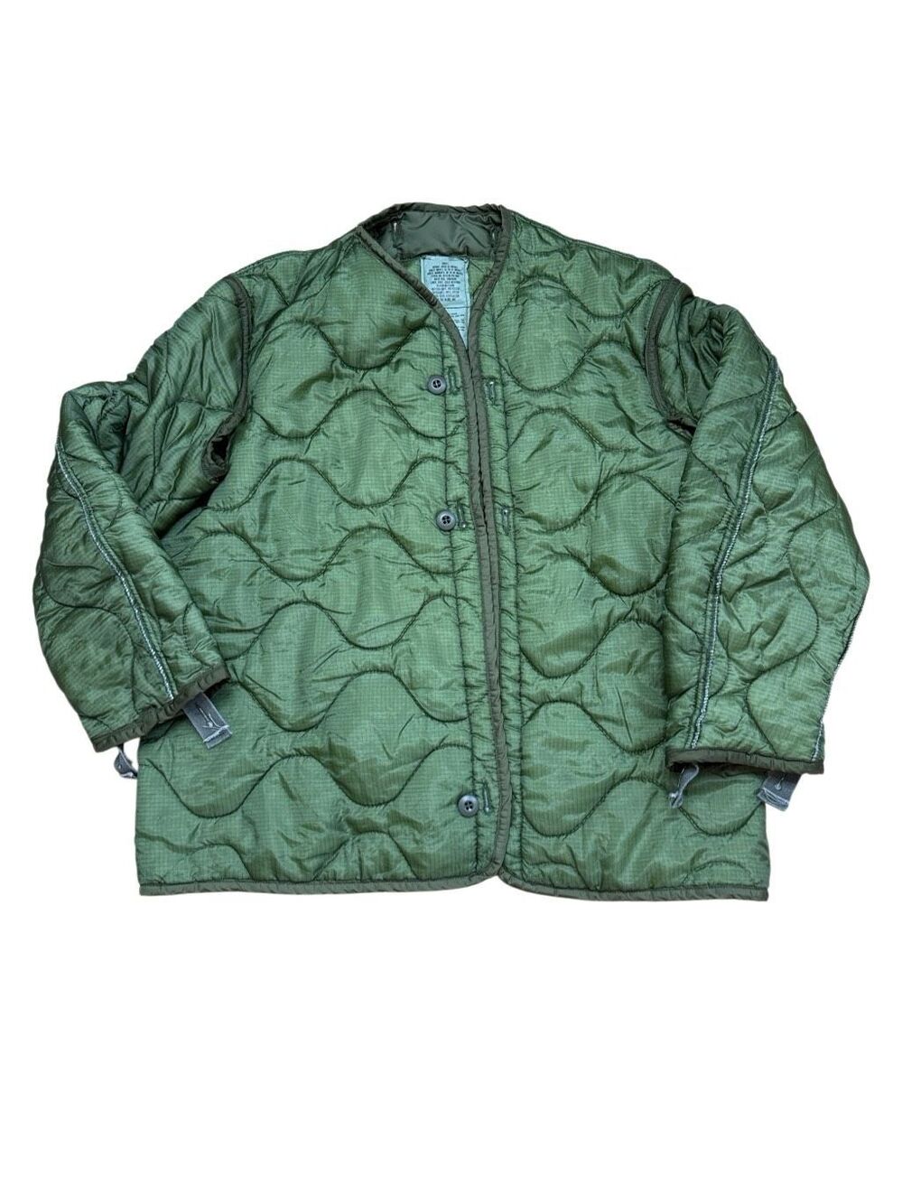 Vintage Green Quilted Military Liner Jacket Small